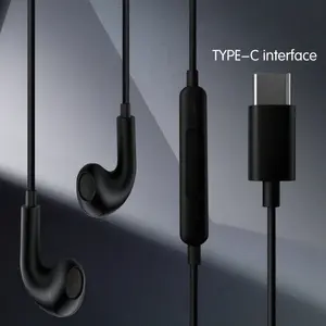 Type-C Wired Headset Earbud Compatible with iPhone 15 & 16 Series, Integrated Microphone & Remote Control Noise Reduction Functionality