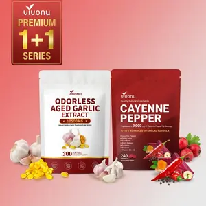 [VIVONU PREMIUM 1+1 SERIES] Metabolism Support Maintenance Bundle | Cayenne Pepper+Aged Garlic | 10500mg Odorless Garlic 3000mg Cayenne PepperMagnesium Vitamin E D3 K2 Hawthorn Beetroot  Chromium B1 & B9 | Supports Immune Health & Heart Function|