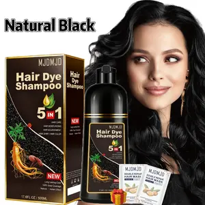 17.6 oz MJDMJD 5-in-1 Black Hair Color Shampoo,With 24 ml Hair Mask,Hair Color & Conditioner,Natural Herbal Ingredients,100% Cover Gray Hair,Gentle Formula,Long-Lasting,Unisex,Suitable for All Hair Types,Champú para cabello gris