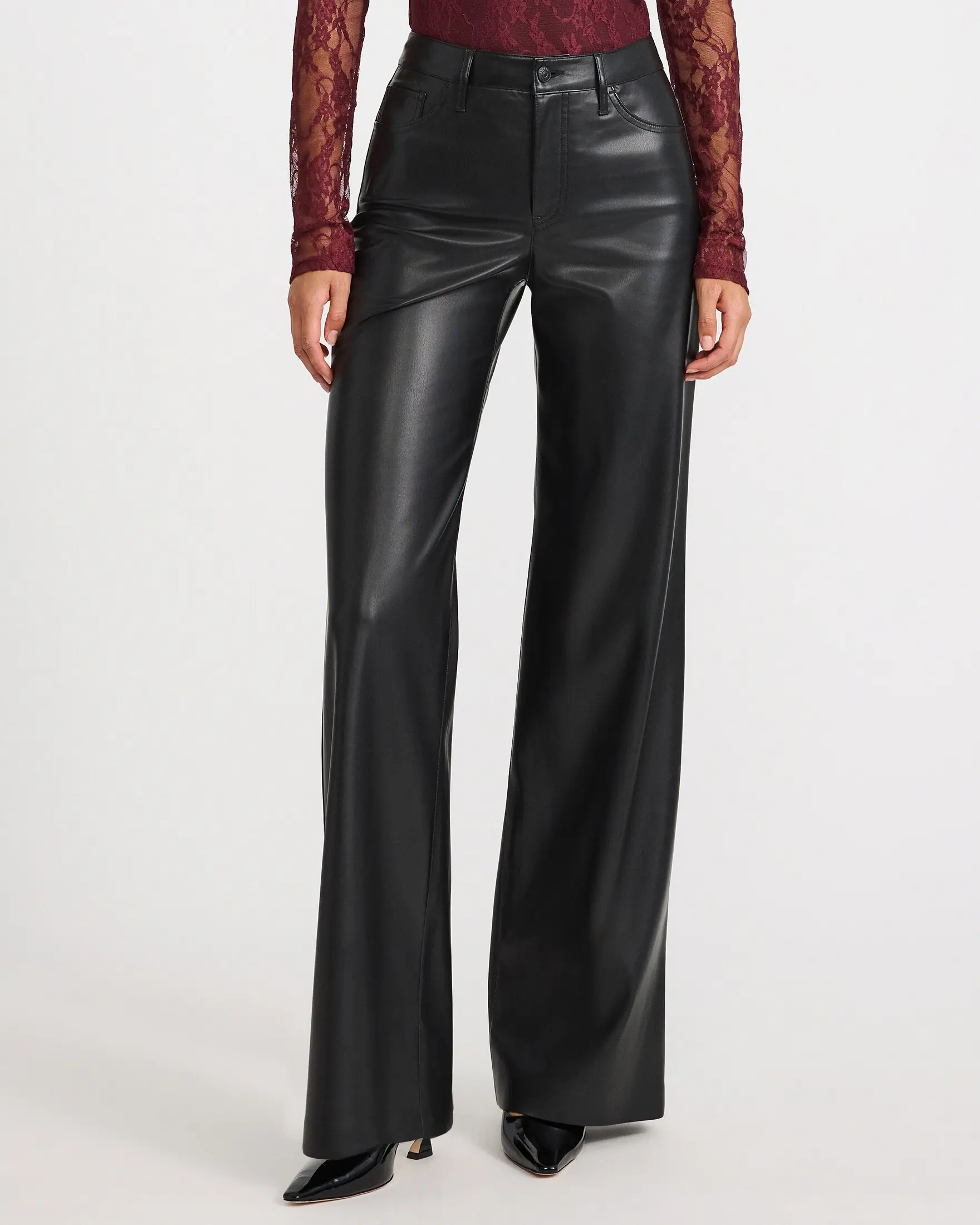 Express Faux Leather High Waisted Wide Leg Pant