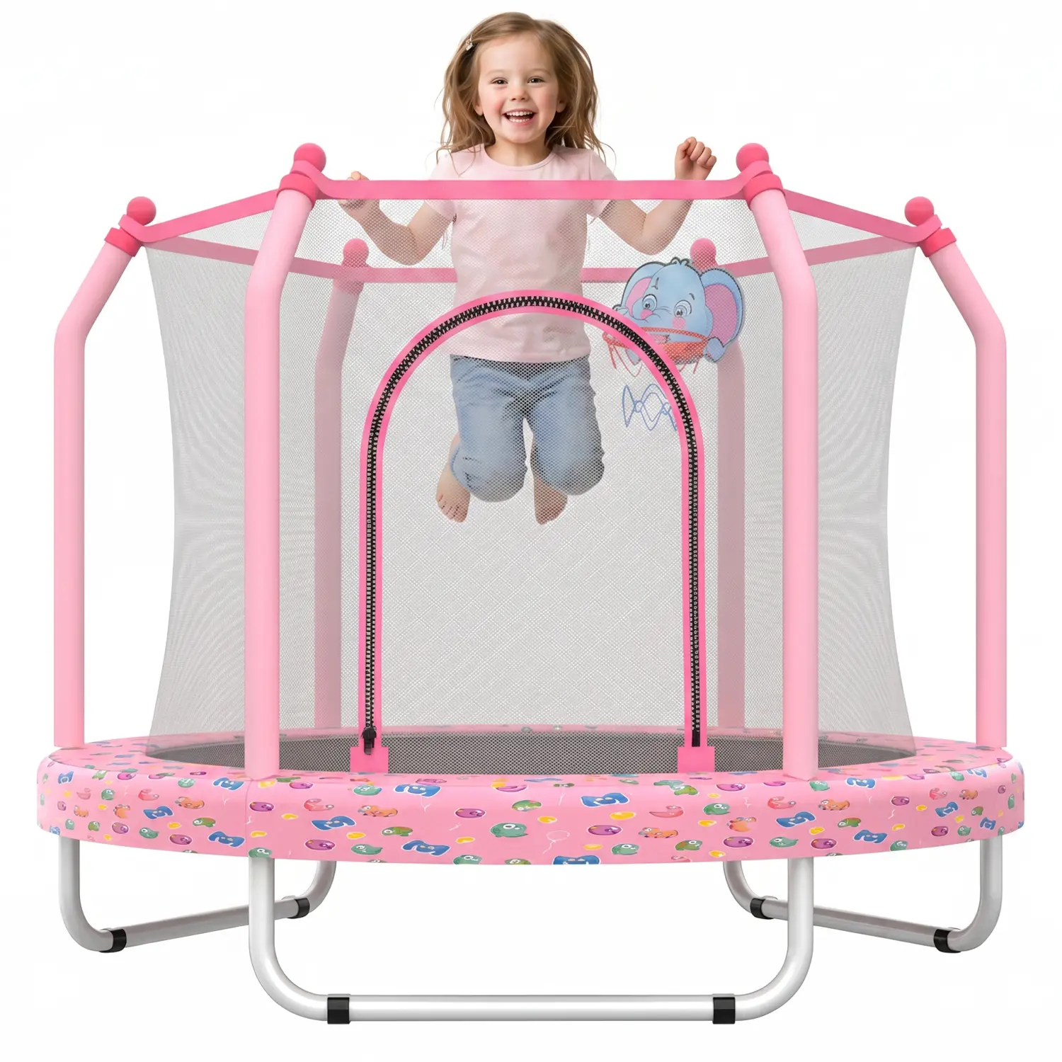 Mersco 55 inch Toddler Trampoline Mini Trampoline for Kids with Enclosure and Basketball Hoop Pink Small Trampoline Gift ，Cute, #Summervibes Girly gifts, Trampoline Outdoor, Trampoline For Toddlers, Outdoor Kids Stuff