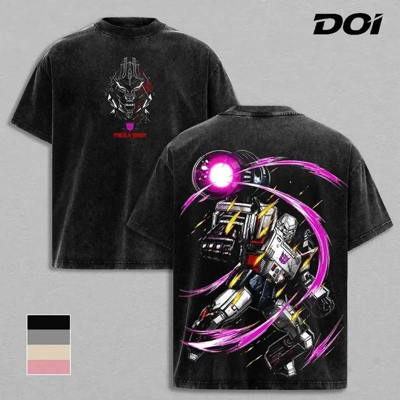 Megatron Decepticon Fusion Cannon Battle Artwork – Mineral Wash Graphic Tee, Premium Heavy Cotton Movie Shirt, Cotton Unisex Graphic T-Shirt