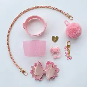 8PCS Cup Accessory Set, Cute Keychain, Butterfly Straw Lid, Glitter Boot, College Style, Gift for Birthday, Christmas, New Year, Valentine's Day