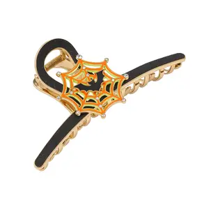 Black Glitter Spider Web Bat Claw Hair Clip