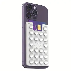 2Pcs silicone card holder suction cup, card holder phone suction cup, equipped with Set Hand Force strong grip bracket, sturdy and durable, not easy to fall off, easy to selfie and video, compatible with any phone,