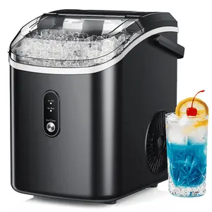 Simzlife Countertop Pebble Ice Maker, Portable Nugget Ice Machine with Auto Cleaning, 35Lbs Ice Daily for Home Kitchen Office