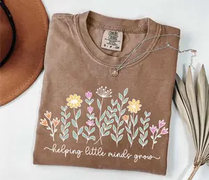 Comfort Colors® Teacher Shirt, Helping Little Minds Grow Shirt,Teacher Sweatshirt,Cute Shirt for Teachers,Teacher Gifts,Teacher Flower Shirt Cotton Knit