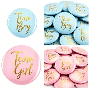 Gender Reveal Pins 50Pcs 5cm - Team Boy or Girl Gender Reveal Button Pins Party Favors Games Decorations Ideas Party-2 Inch