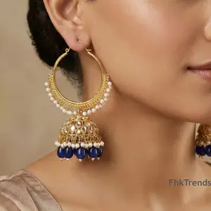 Kundan Bali Jhumka Earrings for Women Wedding Party Wear Elegant Sparkling Design Indian Pakistani Traditional Jewelry