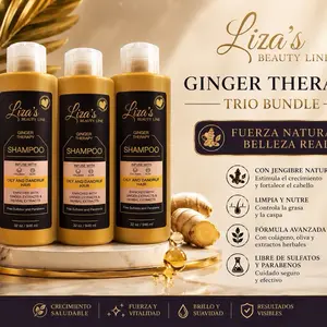 Liza's Beauty Line Ginger Therapy Shampoo Trio Bundle for Oily and Dandruff Hair with Ginger Extracts and Herbal Extracts