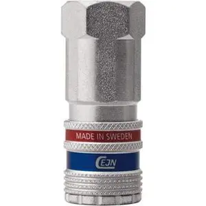 CEJN Safety Coupler - 3/8 Female NPT European High-Flow Pneumatic Hose Coupler, Steel/Brass Construction, 1/4" Body Diameter, 3/8" Hose ID, Model 10-320-2404