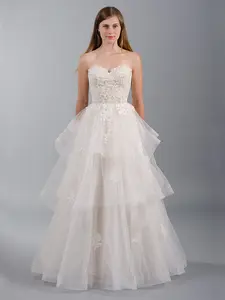 Strapless lace wedding dress