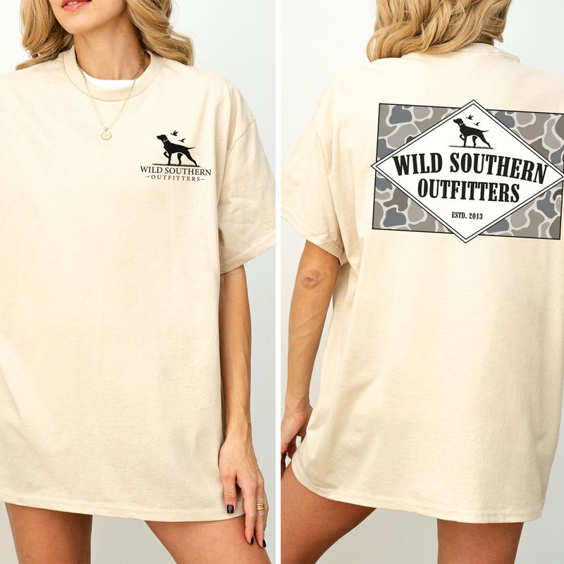 Wild Southern Camo Shirt, Classic Outdoor T-shirt, Simply Printed Graphic Shirt, Daily Casual Cotton Womenswear