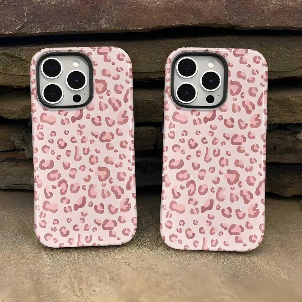 Pink Leopard Print 2-in-1 Phone Case for iPhone 16 Pro — Drop-Resistant Protective Cover for iPhone 17