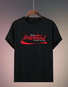 Clever Faith & Pop Culture Mashup Top - ‘Enjoy Jesus’ in Vintage Soda Script for a Thought-Conversation Street Style,Four-season casual short-sleeved T-shirt, sports T-shirt, sport and casual wear, home and casual wear.