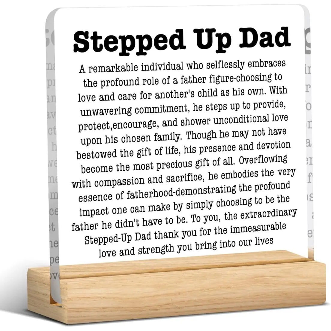 Gifts for Stepped Up Dad from Daughter Son, Christmas Gifts for Bonus Dad, Best Fathers Day Birthday Valentines Gift for Stepdad Acrylic Decor 4 x 4 inches