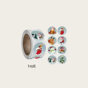 Cartoon Christmas Theme Gift Tags Stickers, Holiday Adhesive Labels, Office Decor, Back-To-School Rewards, Praise Stickers