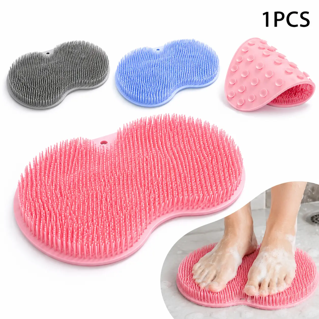3PCS Wall Mounted Foot Scrubber, Shower Foot Massage Brush for Deep Cleaning, Exfoliating, Bath, Bathroom & Daily Foot Care