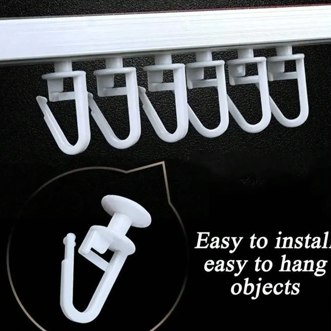 Easy Install Plastic Curtain Rods Hooks with Clips, Sliding Track Design for Pencil Pleat Curtains, Modern Style, Hanging Function, Smooth Surface, Adjustable Curtain Hooks
