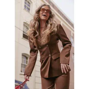 Trina Satin Blazer - Brown Trina Satin Blazer - Brown