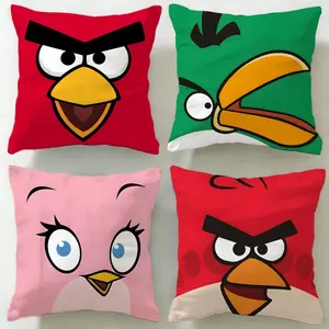 game series Angry Birds Cushion Cover Ultra-Soft Reversible Plush Pillow Cover | Double-sided fluffy comfort for car, sofa, bedroom | Skin-friendly fabric | Easy clean & maintain | Stylish home decor | Perfect gift for family & friends
