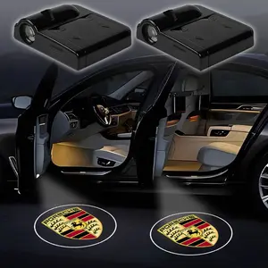 2pc LED Car Door Welcome Light Logo Shadow Projector Laser Lamp for Porsche Cayenne Panamera Macan Boxster 911 Carrera Gt 928 Accessories Led Lights Car