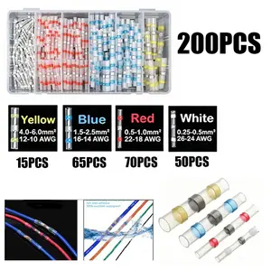 200pcs Waterproof Soldering Rings, Heat Shrink Middle Connector Sleeves, Heat Shrink Wire Terminal Connectors, Boxed Packaging