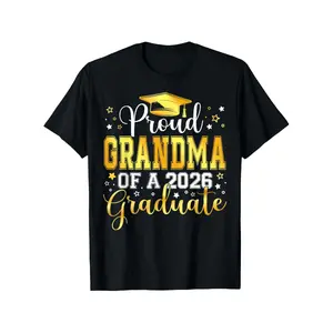 Proud Grandma Of A 2026 Graduate T-Shirt |   Graduation Celebration, Crew Neck, Drop Shoulder, Slight Stretch Fabric, Vintage Style, Perfect for Adult Daily Activities