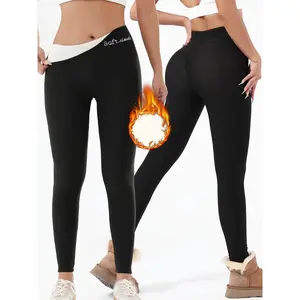 Women's High Waist Tummy Control Leggings - Warm Fitness Pants, Butt Lift Design, Full Length Compression Leggings Suitable for Gym, Daily and Formal Wear, Soft Elastic Winter Pants (Hand Washable, Pure Black) - Elegant Sports Women's Style, Fleece Lined