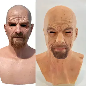 Funny Bald Old Man Latex Mask with Beard, Hyper Realistic Mask, Halloween Party Costume Accessory, Role Play Decoration, Masquerade Ball Props, Party Supplies