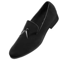 Amali Heath Mens Velvet Dress Slippers With Tassel Slip On Smoking Loafers