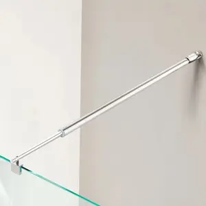 Round Wall-to-Glass Support Bar with Square Clamp LG1-2