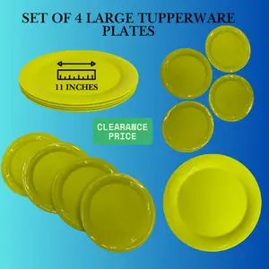 SET OF 4 LARGE 11-INCH PLATES, TUPPERWARE BRAND SET OF 4 LARGE 11-INCH PLATES, TUPPERWARE BRAND