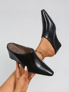 Women's Fashionable Solid Color Square Toe Slip on Loafers, Casual Comfortable Flat Shoes for Daily Wear, Lightweight Breathable Shoes for All Seasons, Girl, Slip on Mules