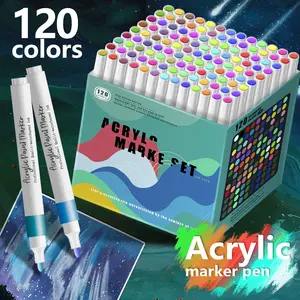 12/24/36/48/60/80/120 Color Acrylic Marking Pen Set Art Graffiti Stone Ceramic Glass Woodworking Crafts Business Card Printing Art Supplies Acrylic Paint Pen Acrylic Paint Markers Art Drawing Supplies