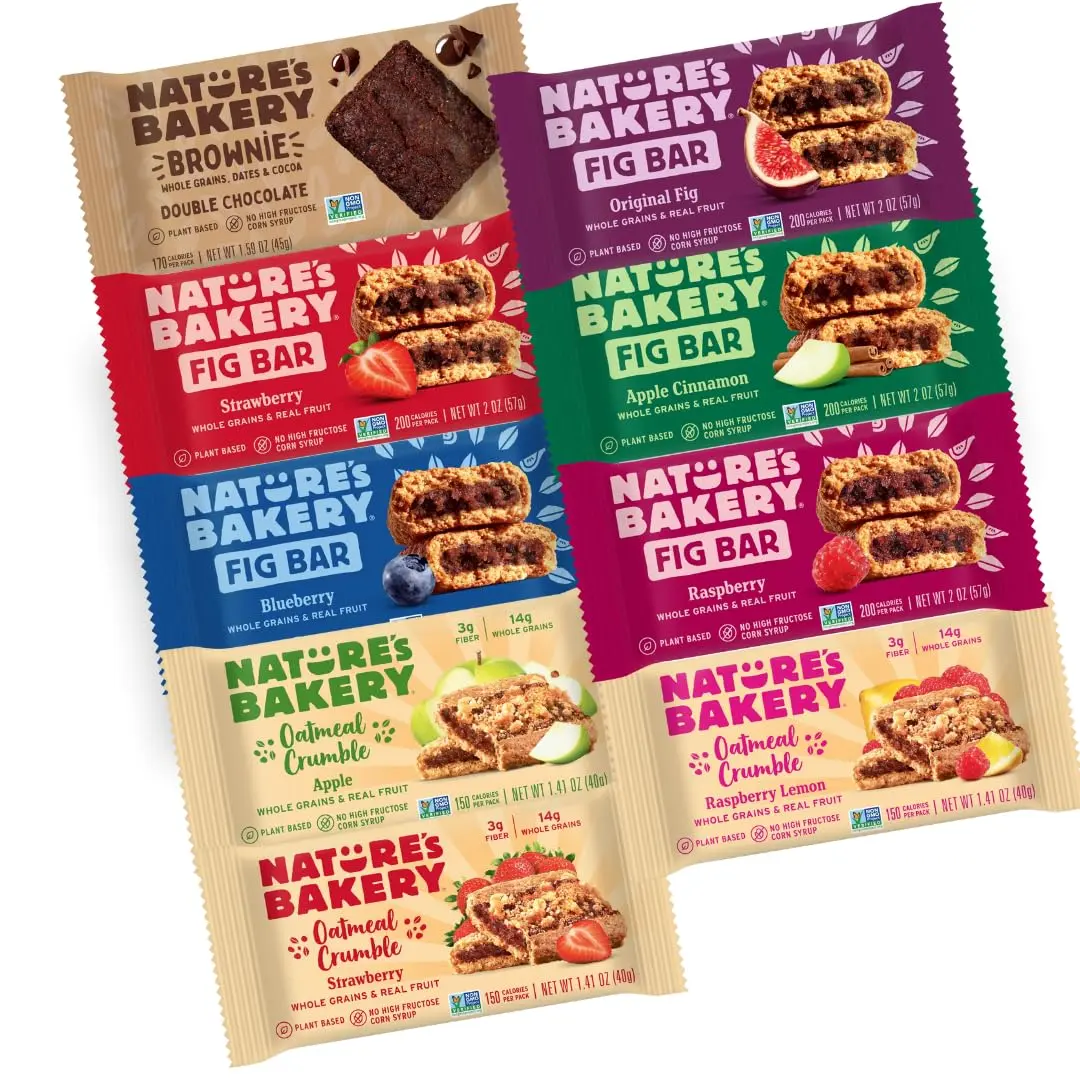 Nature’s Bakery Fig Bars Variety Pack, 36 Count – Strawberry, Blueberry, Raspberry, Original Fig, Apple , Oameal Crumble Flavors: Apple, Strawberry, Raspberry Lemon & Double Chocolate Brownie | Whole Grain, Vegan Snack Packs