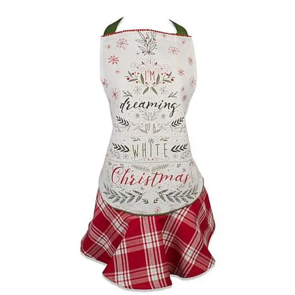 Design Imports White Christmas Tree Ruffle Apron