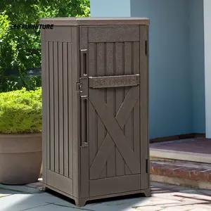 Quarterly discount Quoyad  Outdoor Horizontal Storage Sheds w/o Shelf, Weather Resistant Resin Tool Shed, Multi-Opening Door for Storage of Bike, Trash Cans, Garden Tools, 35 cu ft, Waterproof, Lockable, Dark Gray