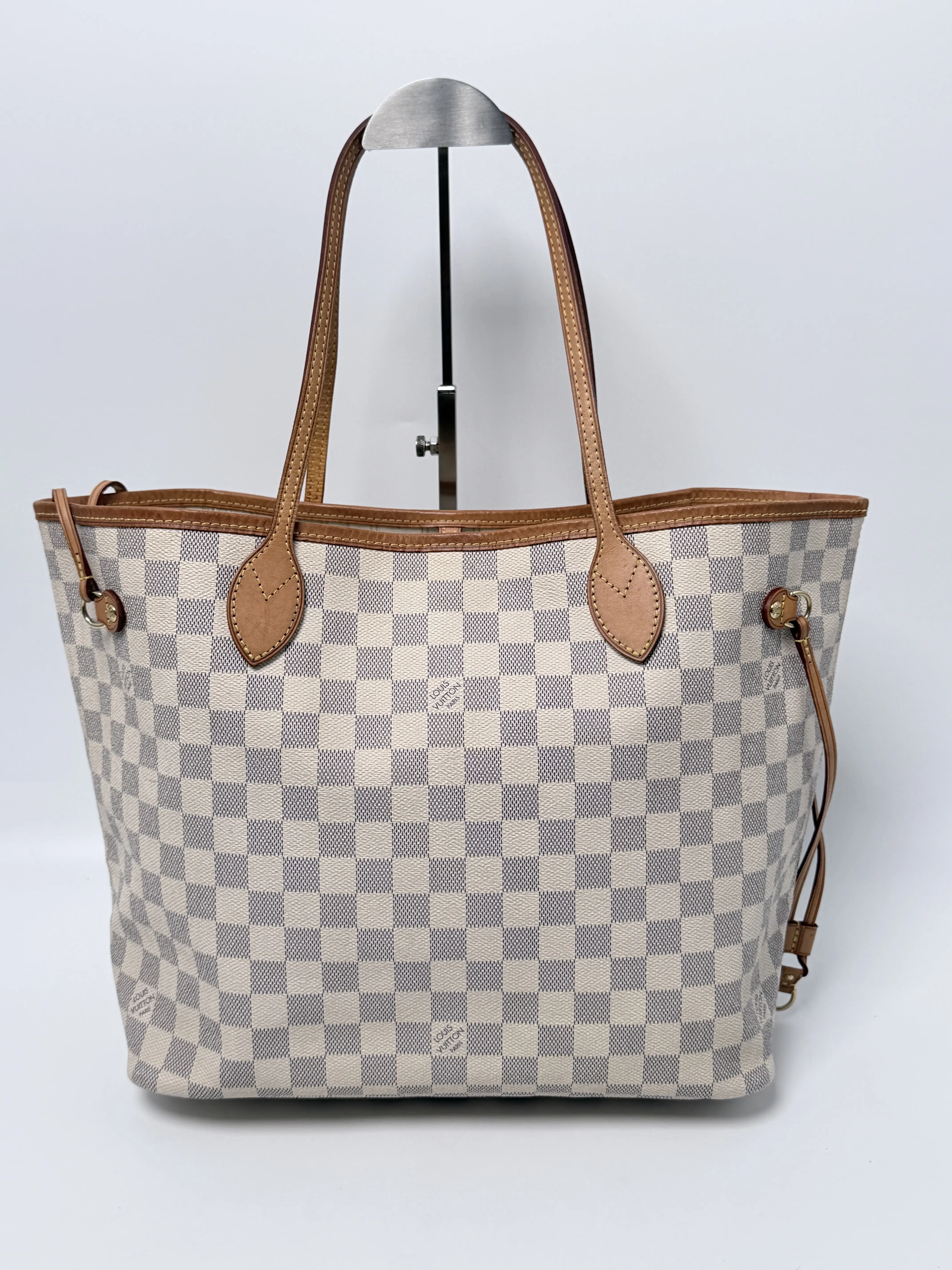 Pre-owned Louis Vuitton Cavnas Tote bags Canvas Neverfull MM Damier Azur Tote Bag Shopper Shoulder Handbag JE674LV