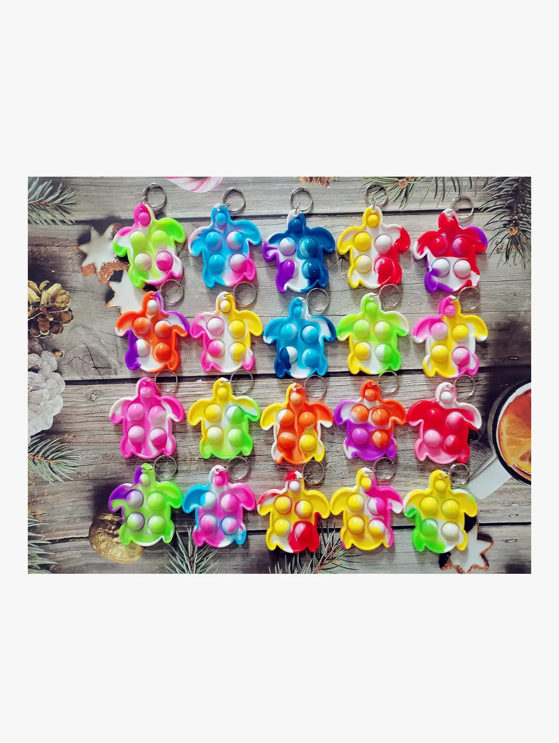 Pop it Fidget Turtle keychain
