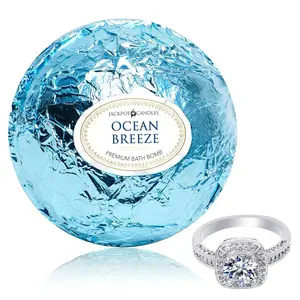 Bath Bomb with Ring Surprise Inside(value $15-$5000)Ocean Breeze Extra Large 10 oz. Made in USA