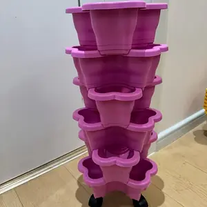 6 Pack Hanging Planters for Balcony Garden Suspended Flower Pots for Succulents Strawberries and Plants Stackable Pots