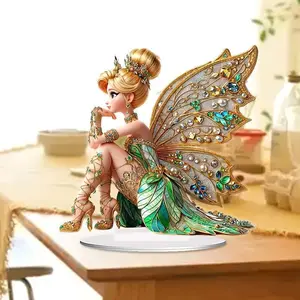 Miniature Desktop Flower Fairy Statue Ornament — Butterfly Fairy; Acrylic Decor for Bookshelves, Windowsills, and Bonsai Landscapes; Resin Craftwork
