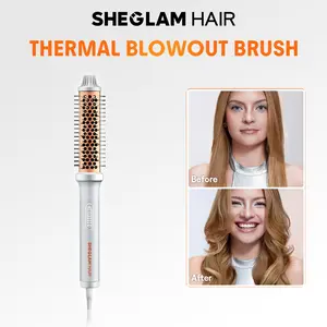 【BOGO SALE】SHEGLAM HAIR It-Curl Thermal Blowout Brush 1.5 inch / 1.25 inch Rechargeable Heated Curler Heatless Curling Iron-Effortlessbeauty- Coachella