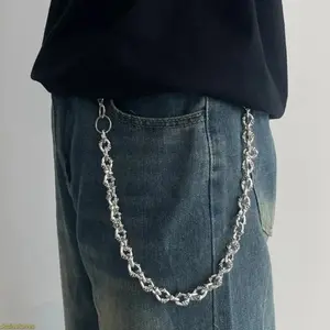 2026 New Arrival Men’s Punk Round Rhinestone Skull Chain Keychain - Fashionable Alloy Keychain, Stylish Hip Hop Wallet Belt Chain, Daily Street Style Accessory for Jeans, Rhinestone Keychain