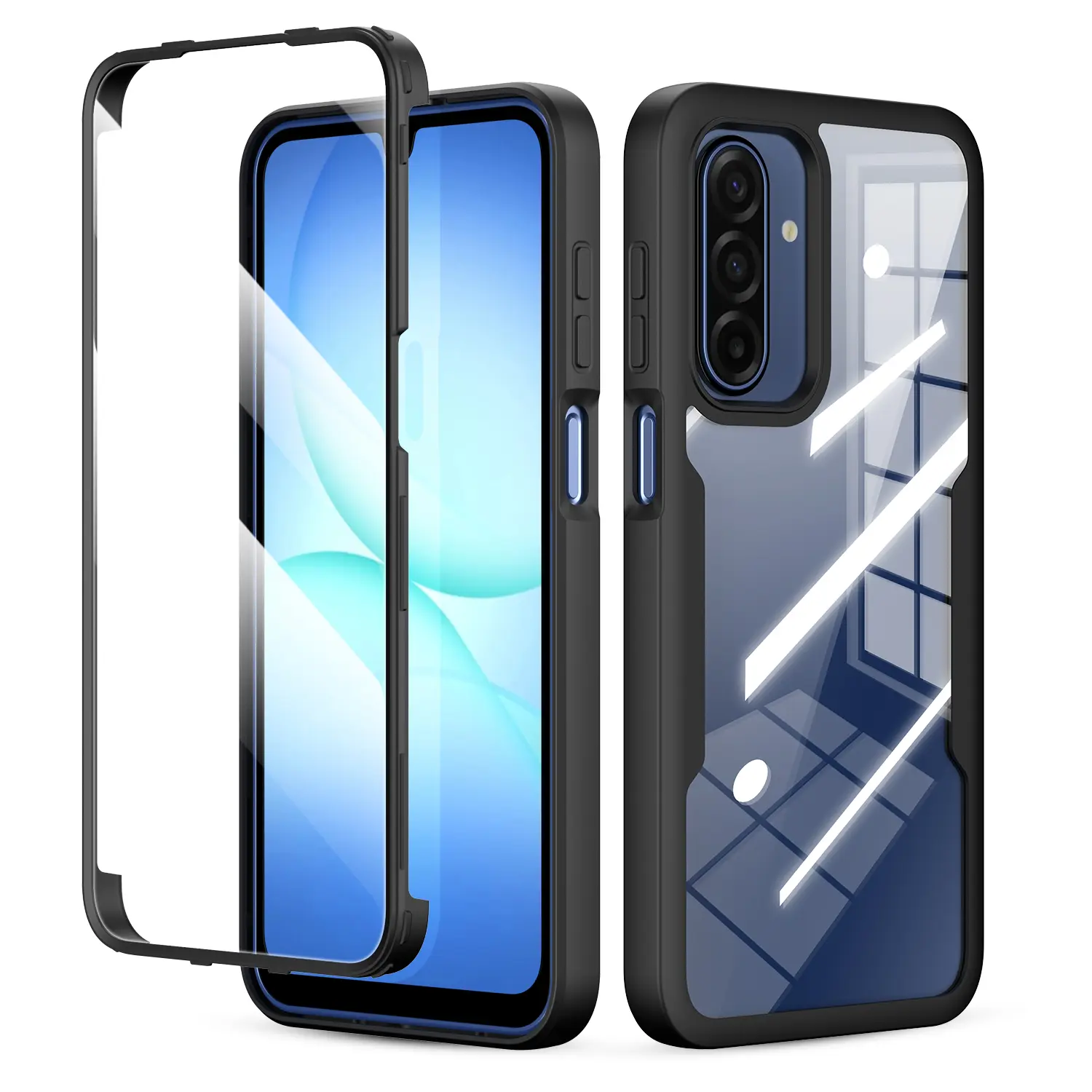 Full-Body Rugged Clear Phone Case,for Samsung Galaxy A17/A16 5G Case,Shockproof TPU+PC Protective Cover with Built-in Screen Protector,Anti-Scratch,Drop-Proof