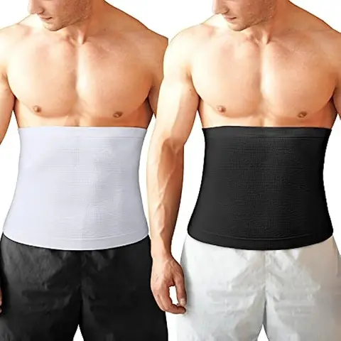Men's Waist Training Belt - Menswear Breathable Stretchy Spandex Invisible Shapewear, Compression Elastic Fabric, Tummy Control Cincher, Sleeveless, Stays Put Under Tees for Sports, Gym & Everyday Body Shaping Casual Fitness Trainer