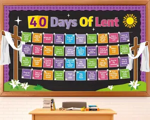 Easter Bulletin Board Decorations 40 Days of Lent Chart Cutouts Christian Religious Classroom Decorations Jesus Cross Cutouts Lent Days Chart for Catholic Sunday School Offices Library Wall Door Decor