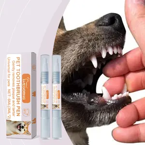 Pet Toothbrush Pen for Dogs & Cats - Gentle Tartar Remover & Teeth Cleaning Brush - 6ML Dual Pack for Bad Breath Prevention