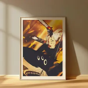 (No Frame) Chainsaw Man Reze Arc Poster Denji vs Shark Fiend